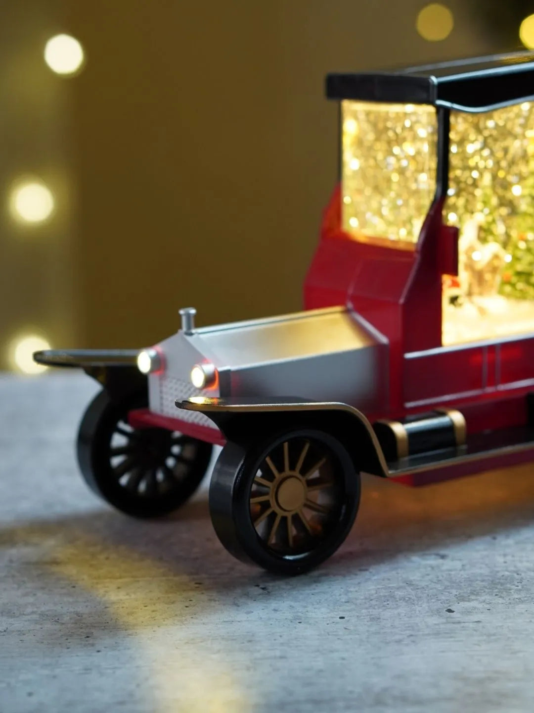 Christmas Village Vintage Car, with Musical Glitter Water and Lights, Christmas Home Décor