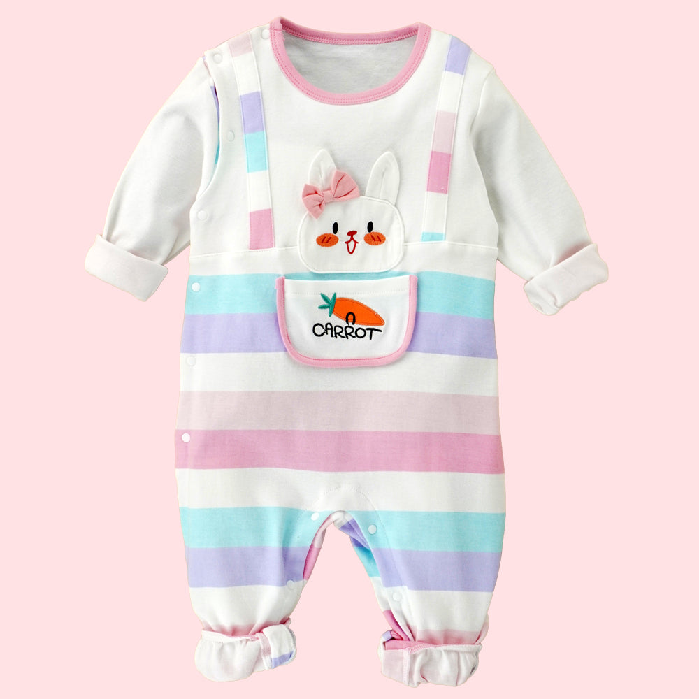 Carrot Rabbit theme full sleeves jumpsuit Romper for tiny toddlers