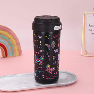 Black Butterfly Stainless Steel premium Insulated Detox Infuser Bottle with Tea and Fruit Infuser attachment, 550ml