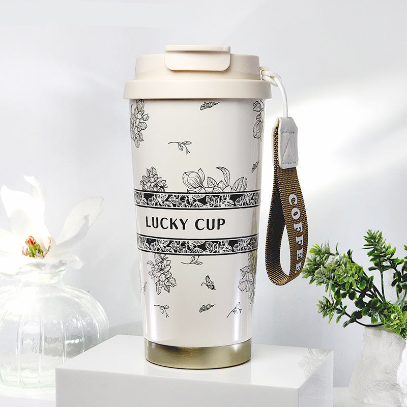 Black Floral Stainless Steel premium Insulated Detox Infuser Bottle with Tea and Fruit Infuser attachment, 520ml