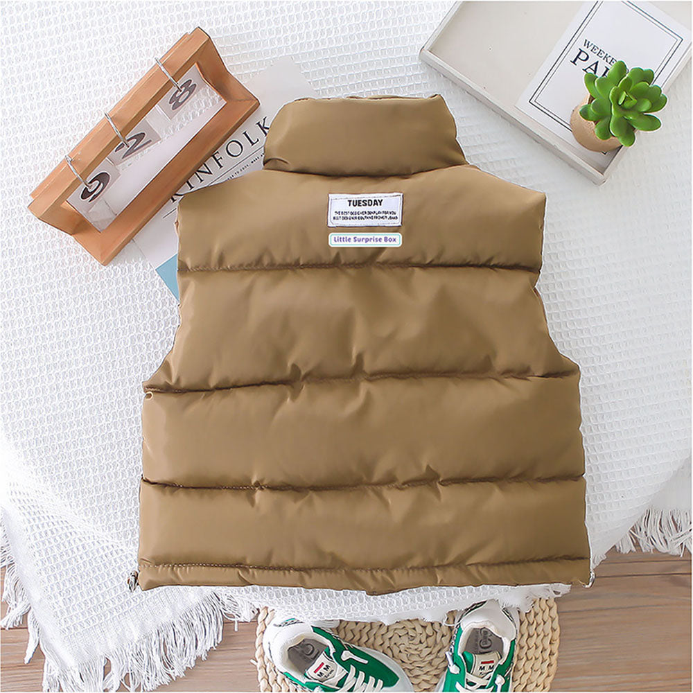 Olive Green Brown Puffer Jacket And Matching Track Suit 3 Pcs Winterwear Set For Toddlers And Kids