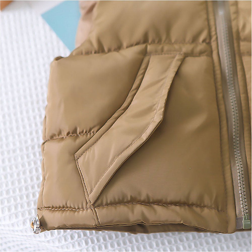 Olive Green Brown Puffer Jacket And Matching Track Suit 3 Pcs Winterwear Set For Toddlers And Kids