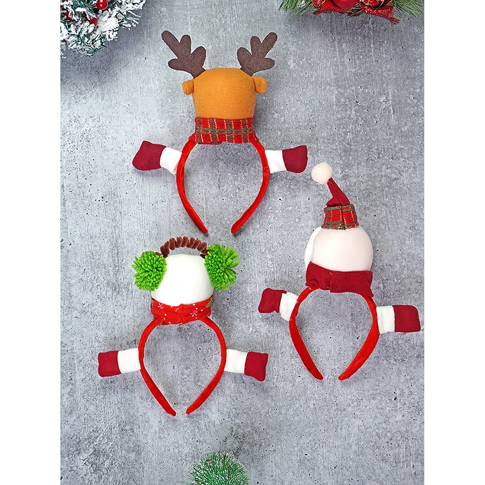 3pcs set of 3d Santa, snowman & Reindeer Christmas Hairband for kids and Adults