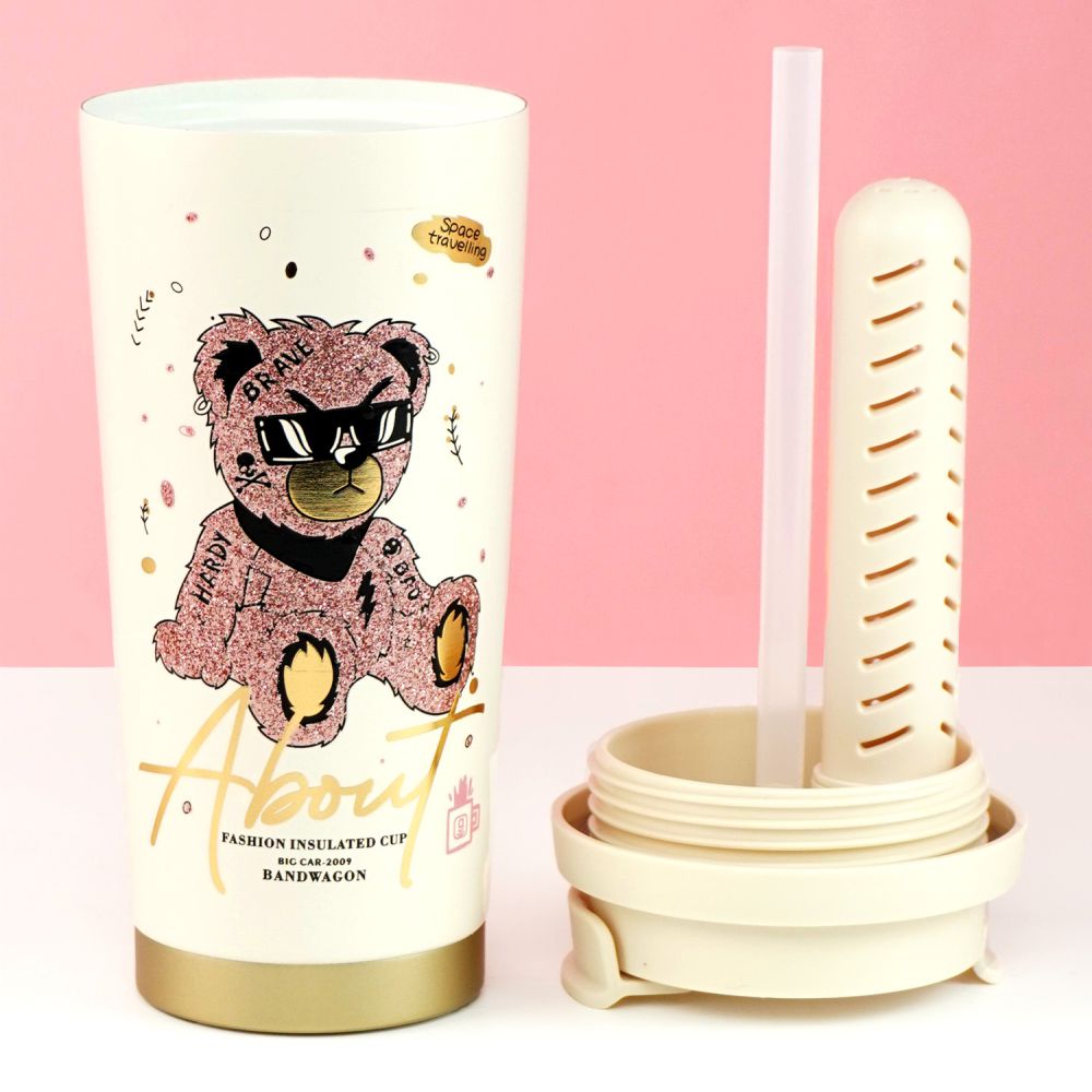 RoseGold Ted Stainless Steel premium Insulated Detox Infuser Bottle with Tea and Fruit Infuser attachment, 520ml