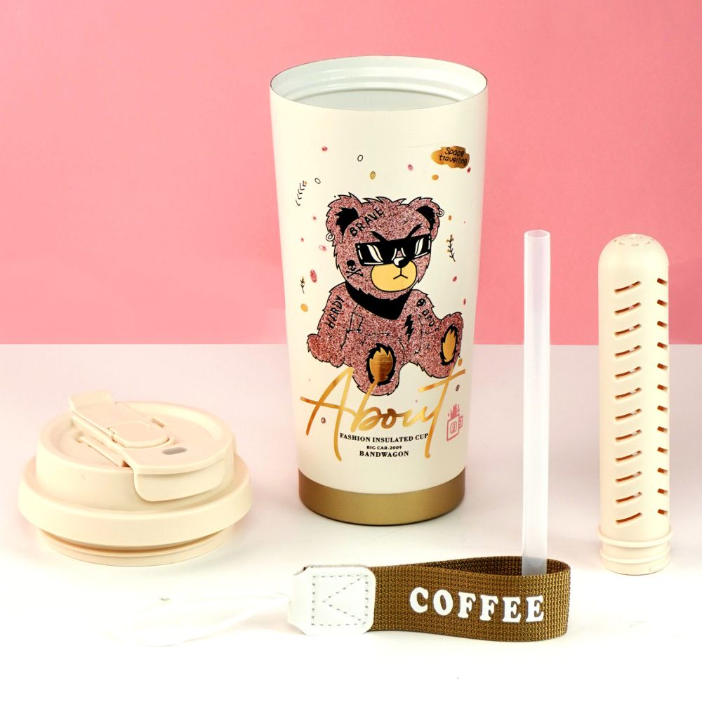 RoseGold Ted Stainless Steel premium Insulated Detox Infuser Bottle with Tea and Fruit Infuser attachment, 520ml