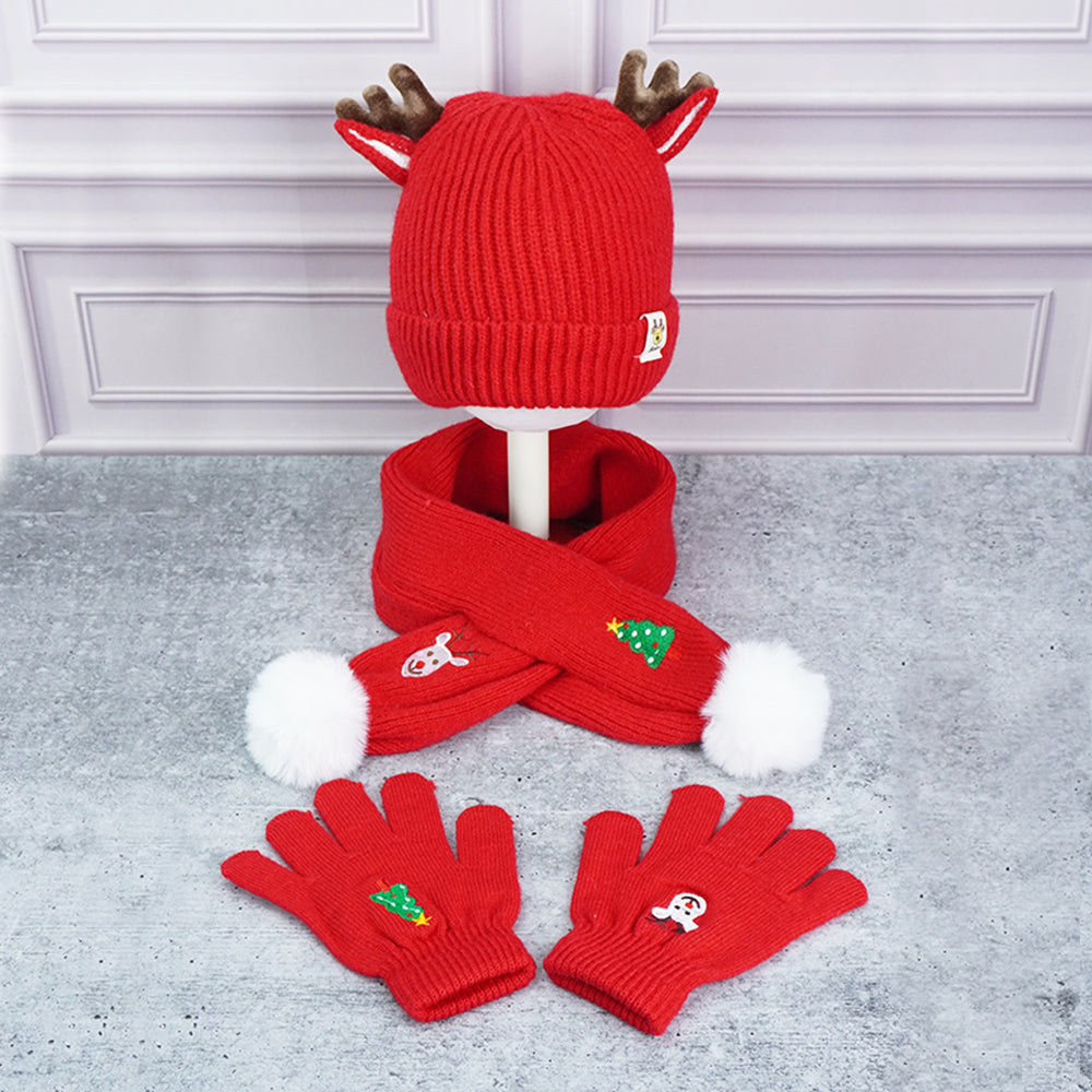 3pcs christmas Themed Winter Cap, Mufflers and Gloves