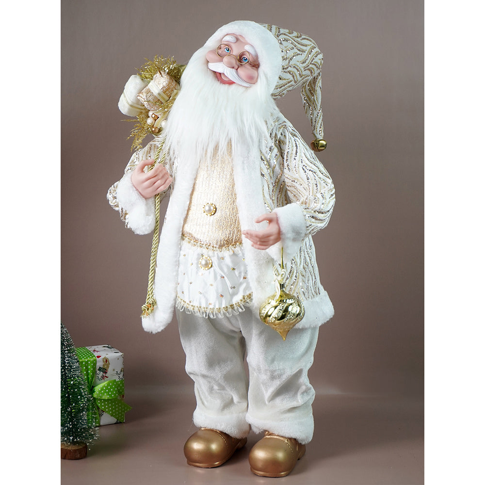 Gold shimmer robe Moving Face Musical christmas Santa Home and Table Décor