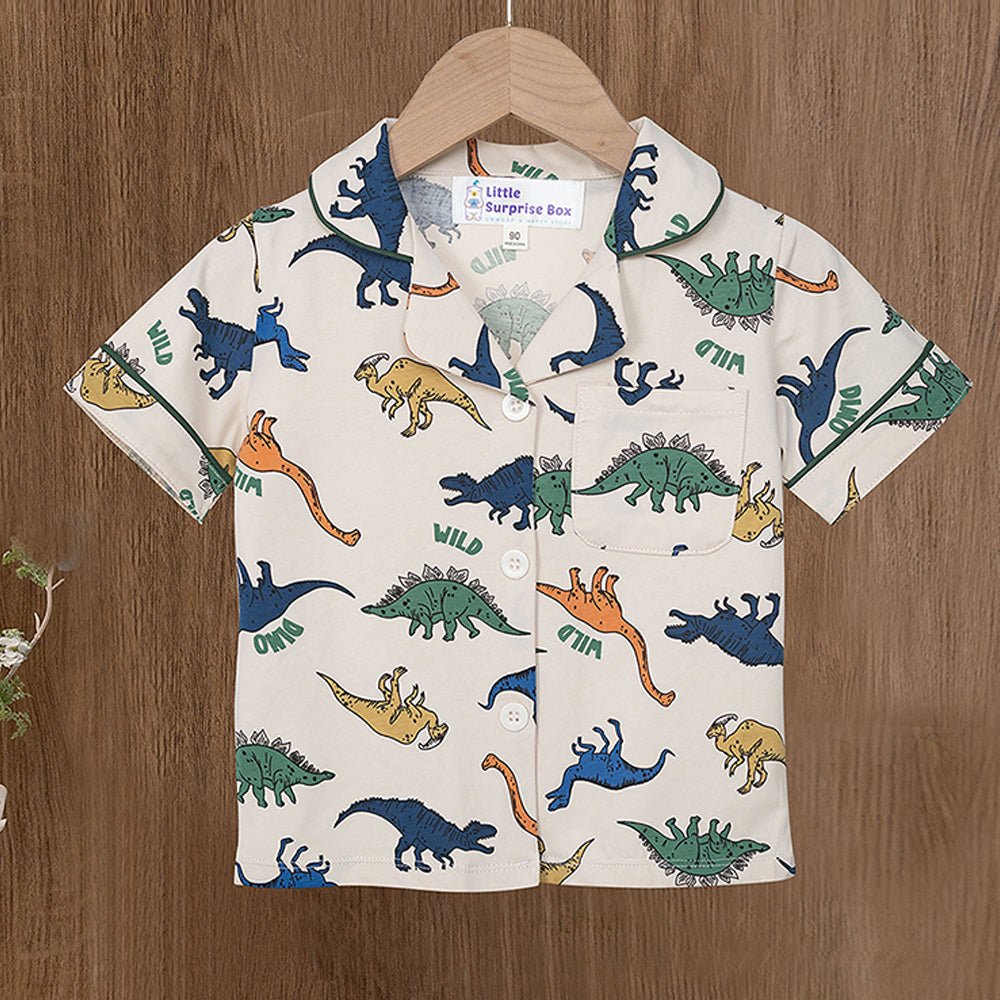 All Over Dino print soft Cotton Kids Nightsuit - Little Surprise BoxAll Over Dino print soft Cotton Kids Nightsuit