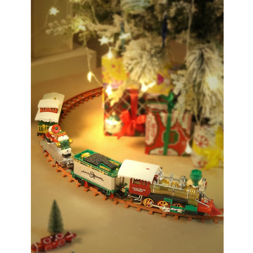 52pcs  Classic  electric Train Track set with Light and Sound for Christmas Tree Base Decor