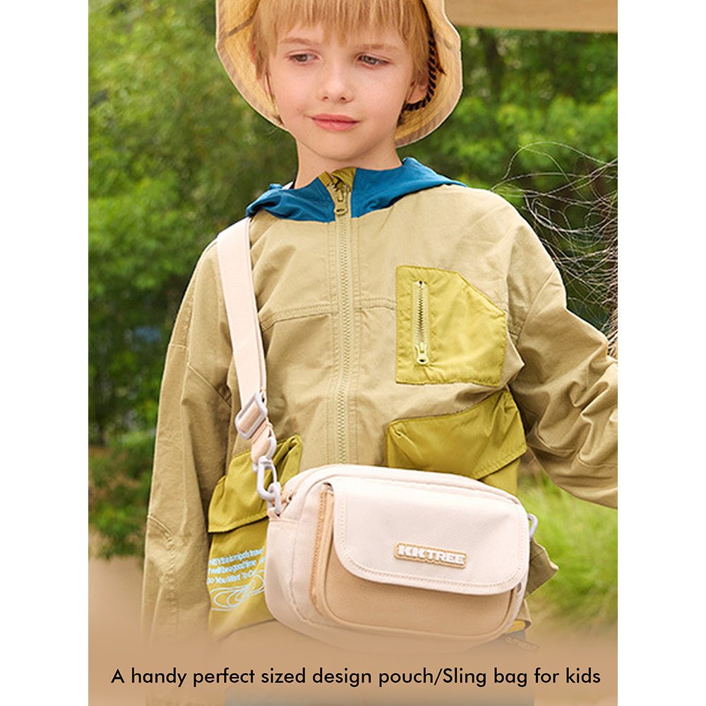 Beige Canvas Material Casual Sling Bag for Kids - Little Surprise BoxBeige Canvas Material Casual Sling Bag for Kids
