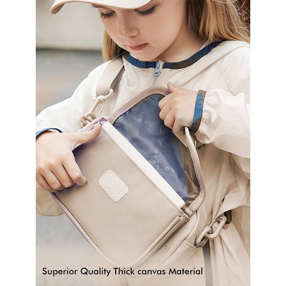 Beige Canvas Material Casual Sling Bag for Kids - Little Surprise BoxBeige Canvas Material Casual Sling Bag for Kids