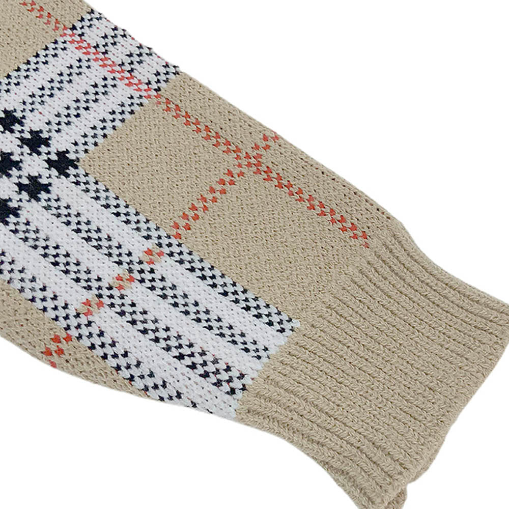 Beige sailor Checkered Collar Knitted Frock Winter wear - Little Surprise BoxBeige sailor Checkered Collar Knitted Frock Winter wear