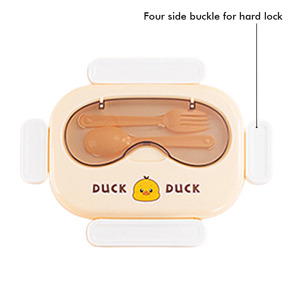 Big Size yellow Duck-Duck theme Double Lock Stainless Steel Kids Lunch /Tiffin Box  - Little Surprise BoxBig Size yellow Duck-Duck theme Double Lock Stainless Steel Kids Lunch /Tiffin Box 