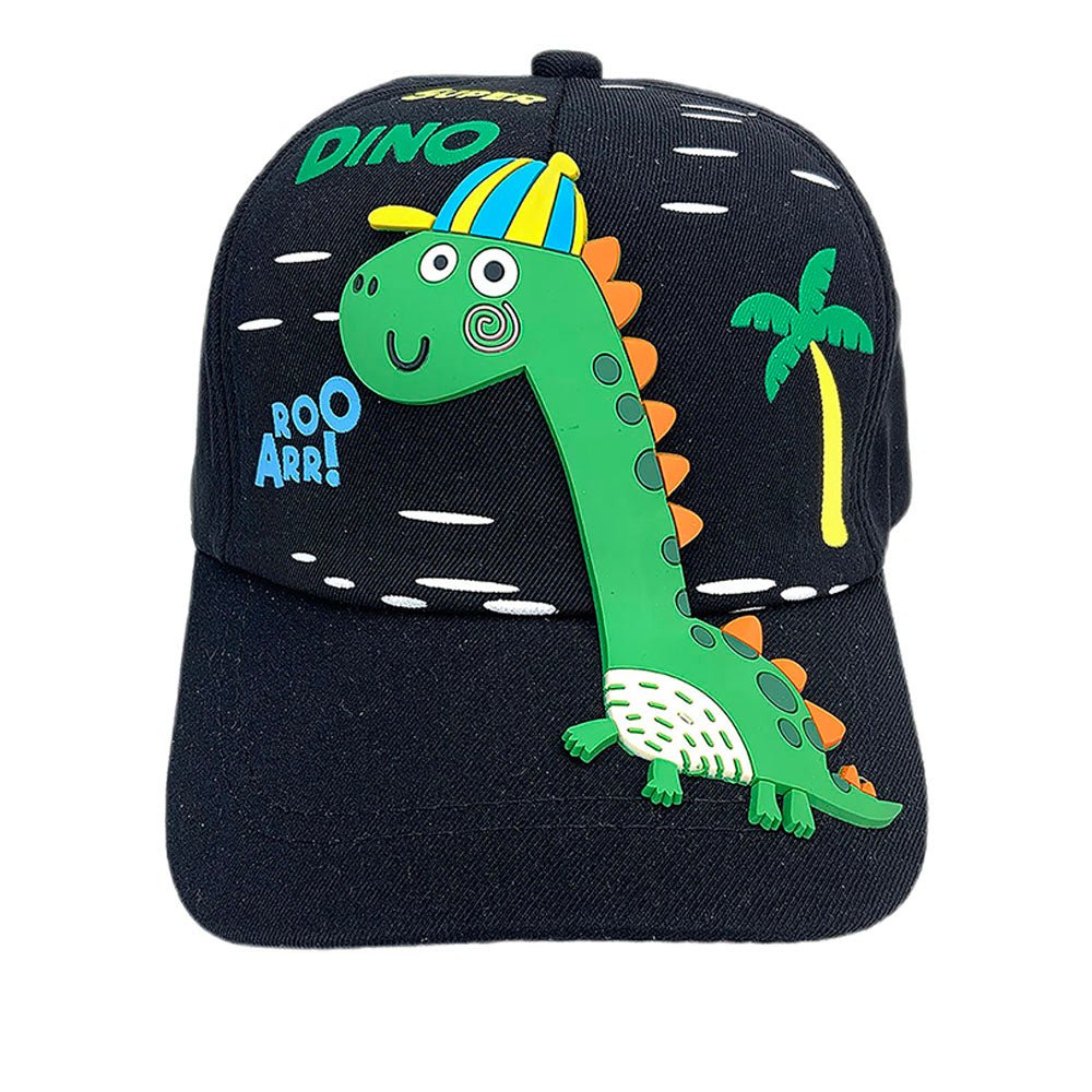 Black 3d Super Dino Casual Cap for Kids - Little Surprise BoxBlack 3d Super Dino Casual Cap for Kids