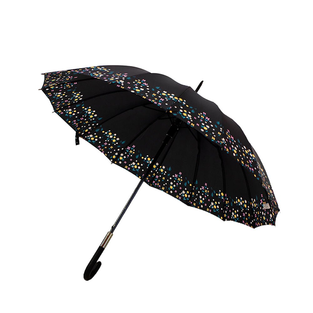 Black Floral border Style Umbrella for Teens and Adults - Little Surprise BoxBlack Floral border Style Umbrella for Teens and Adults