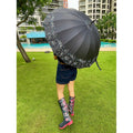 Black Floral border Style Umbrella for Teens and Adults - Little Surprise BoxBlack Floral border Style Umbrella for Teens and Adults