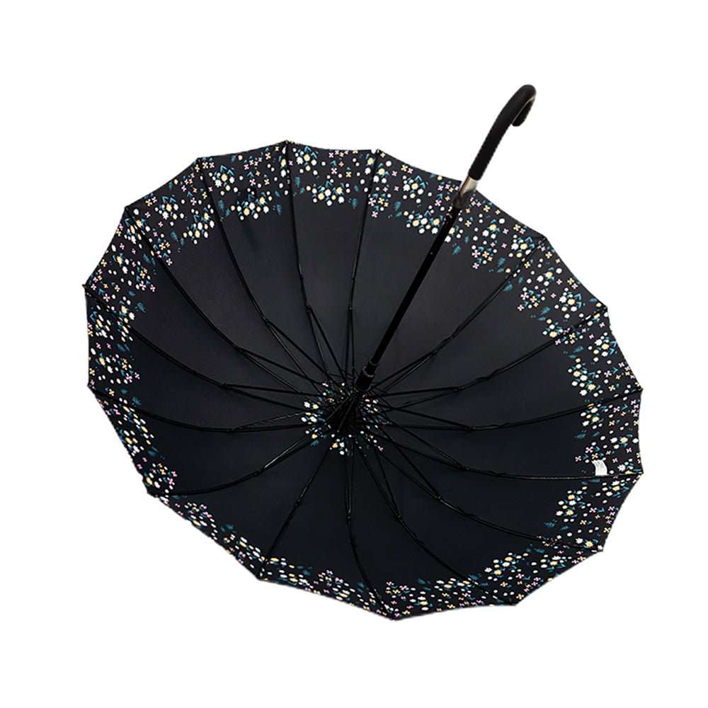 Black Floral border Style Umbrella for Teens and Adults - Little Surprise BoxBlack Floral border Style Umbrella for Teens and Adults