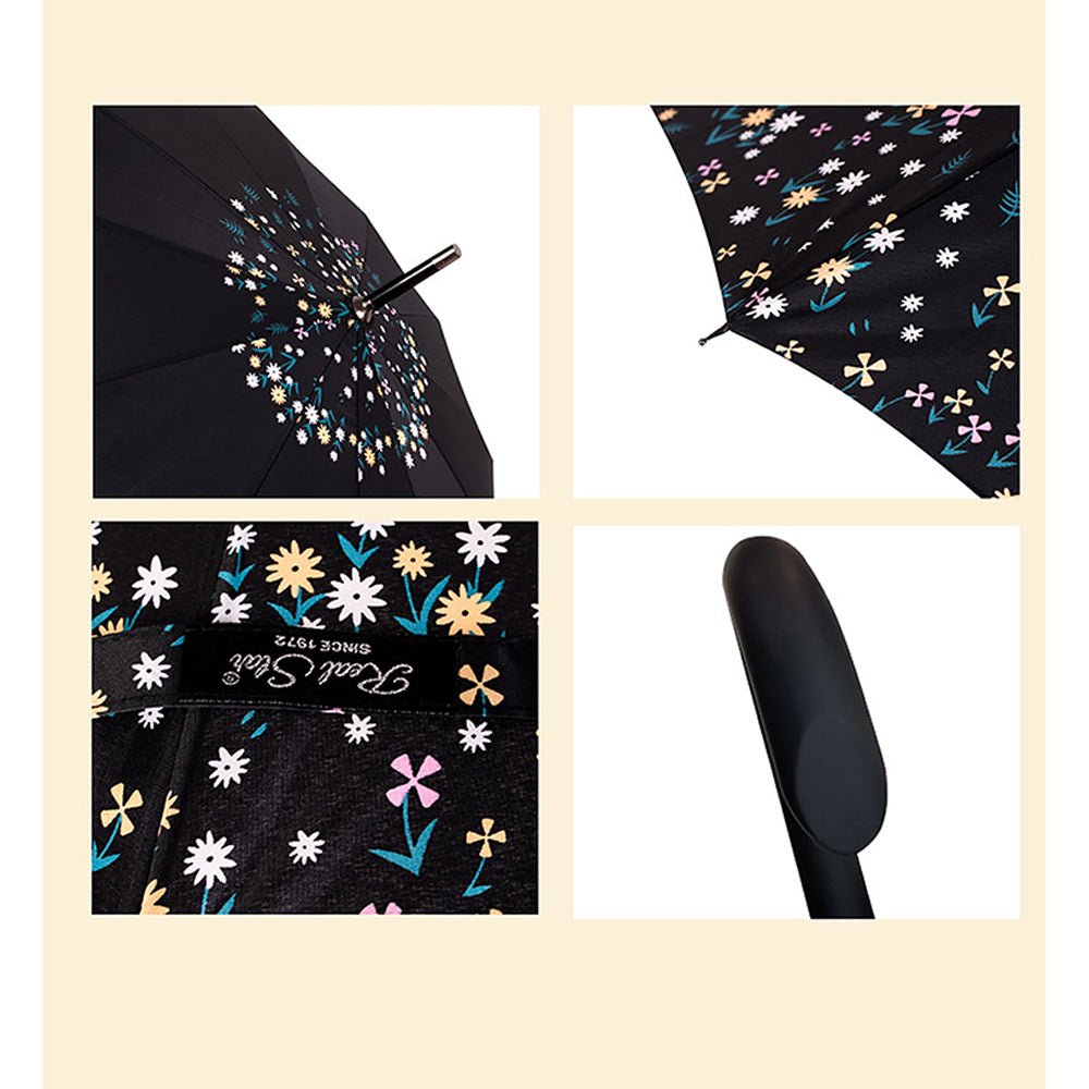 Black Floral border Style Umbrella for Teens and Adults - Little Surprise BoxBlack Floral border Style Umbrella for Teens and Adults