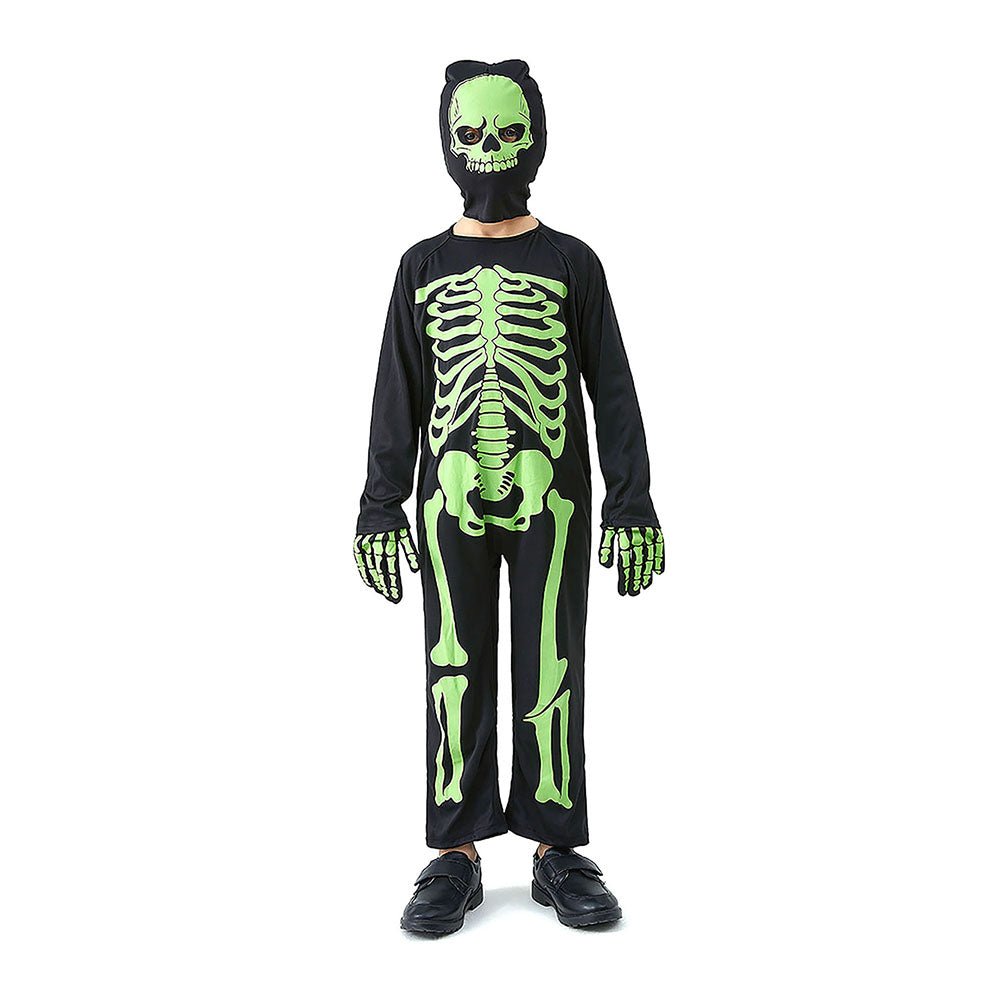 Black Green Luminous Skeleton Kids Halloween Costume - Little Surprise BoxBlack Green Luminous Skeleton Kids Halloween Costume