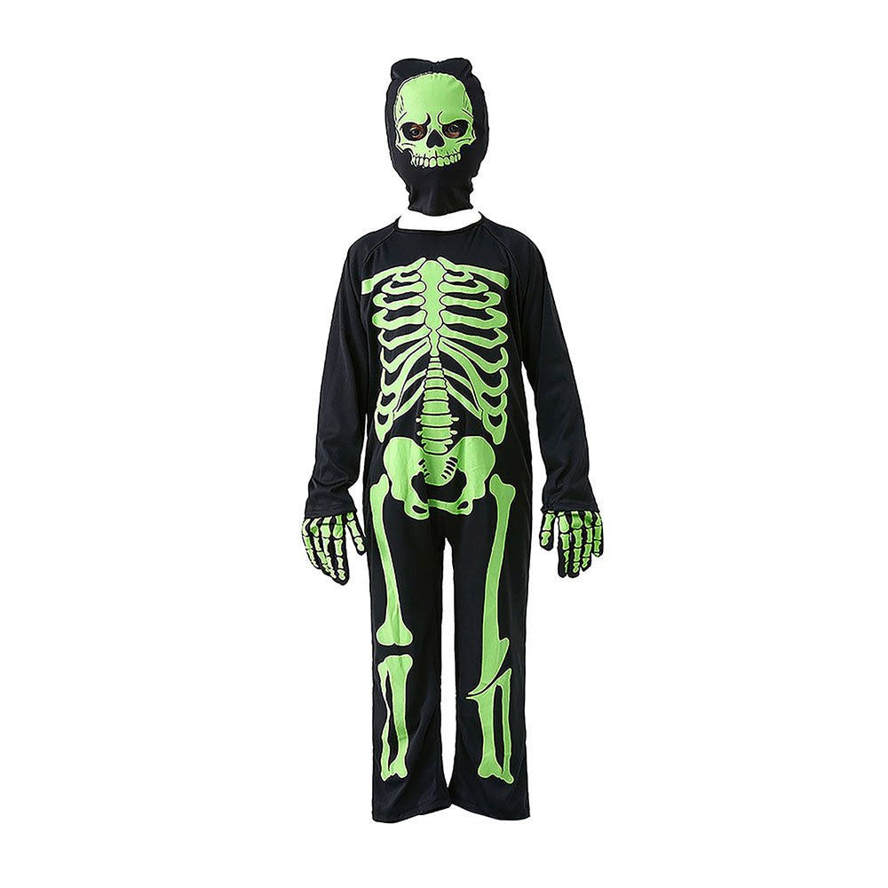 Black Green Luminous Skeleton Kids Halloween Costume - Little Surprise BoxBlack Green Luminous Skeleton Kids Halloween Costume