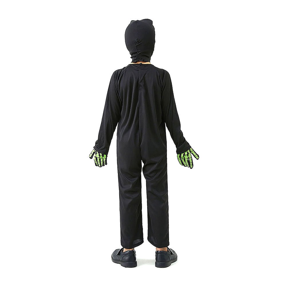 Black Green Luminous Skeleton Kids Halloween Costume - Little Surprise BoxBlack Green Luminous Skeleton Kids Halloween Costume