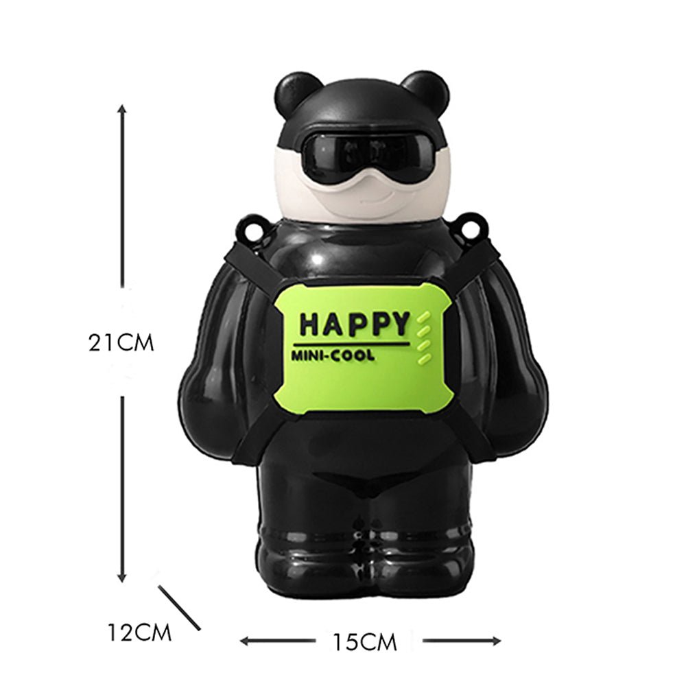 Black Happy Ted Stainless Steel water Bottle for Kids, 450ml - Little Surprise BoxBlack Happy Ted Stainless Steel water Bottle for Kids, 450ml