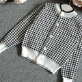 Black Houndstooth 2 pcs Cardigan & skirt Winterwear set for Girls - Little Surprise BoxBlack Houndstooth 2 pcs Cardigan & skirt Winterwear set for Girls