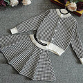 Black Houndstooth 2 pcs Cardigan & skirt Winterwear set for Girls - Little Surprise BoxBlack Houndstooth 2 pcs Cardigan & skirt Winterwear set for Girls