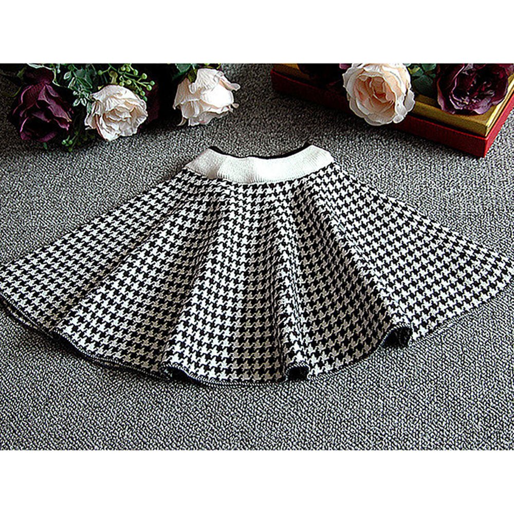 Black Houndstooth 2 pcs Cardigan & skirt Winterwear set for Girls - Little Surprise BoxBlack Houndstooth 2 pcs Cardigan & skirt Winterwear set for Girls