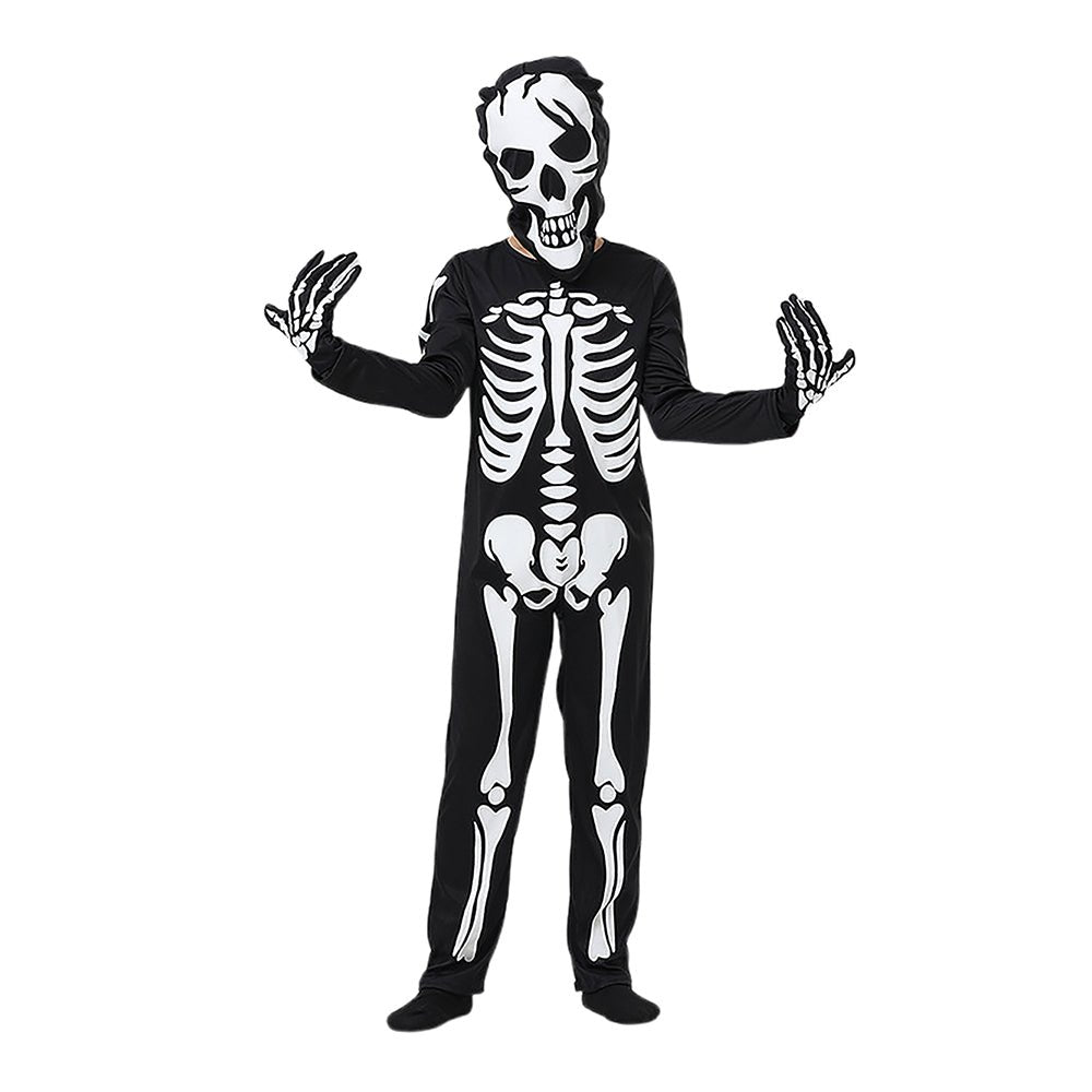 Black White Luminious Glow in Dark Skeleton Kids Halloween Costume - Little Surprise BoxBlack White Luminious Glow in Dark Skeleton Kids Halloween Costume