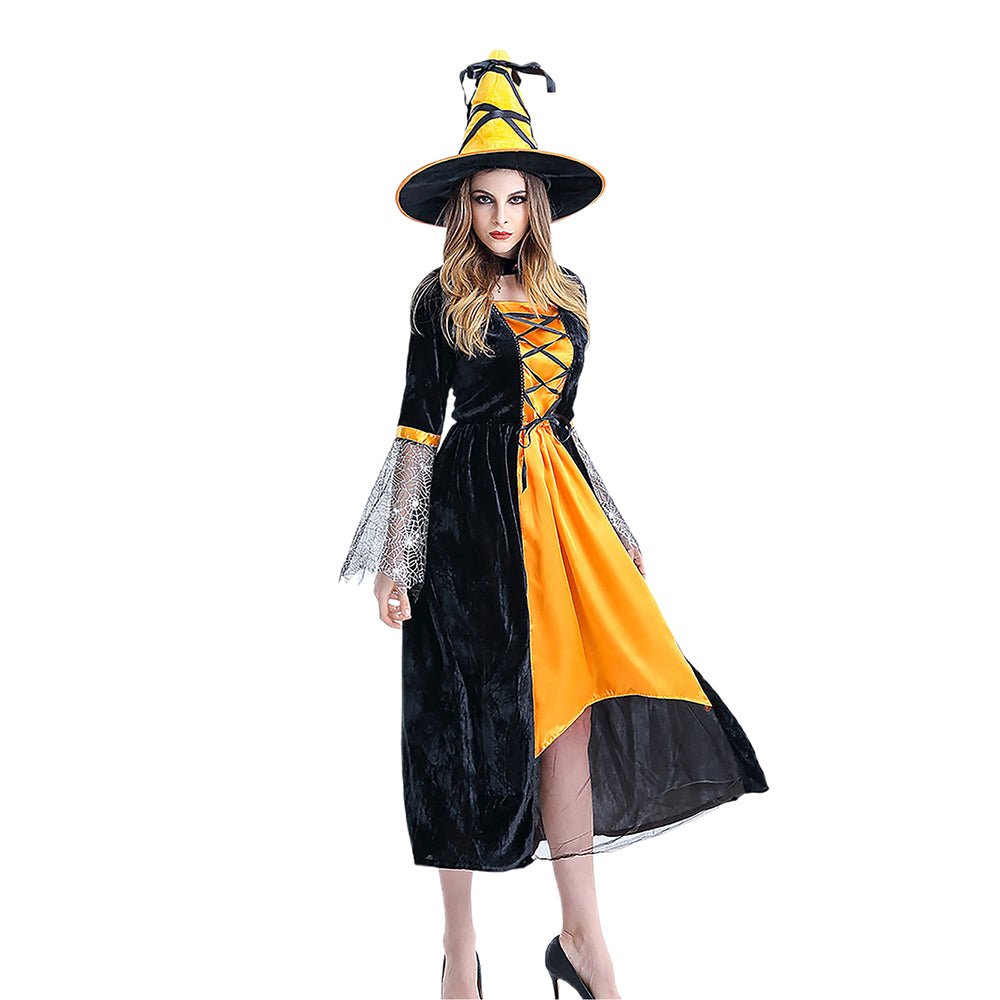 Black & Yellow Witch Adults Halloween Costume Dress Up - Little Surprise BoxBlack & Yellow Witch Adults Halloween Costume Dress Up