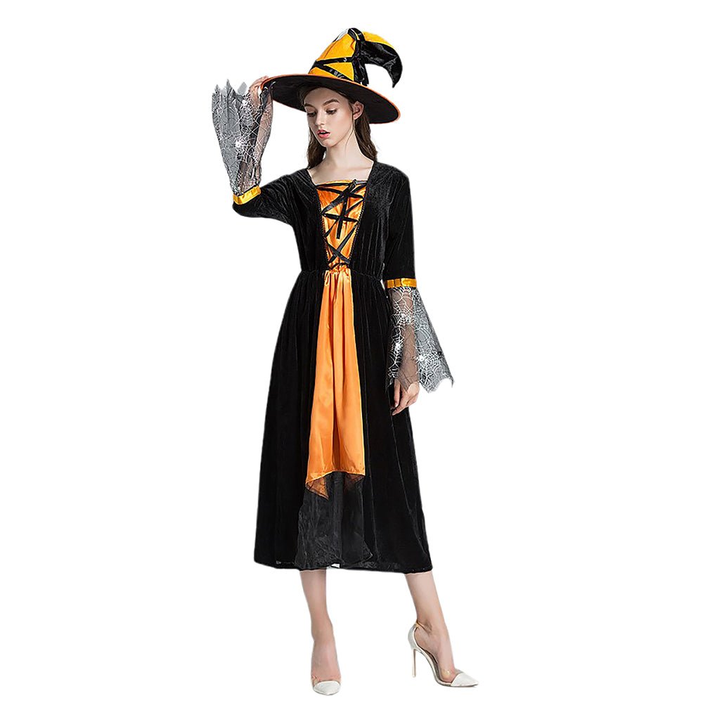 Black & Yellow Witch Adults Halloween Costume Dress Up - Little Surprise BoxBlack & Yellow Witch Adults Halloween Costume Dress Up