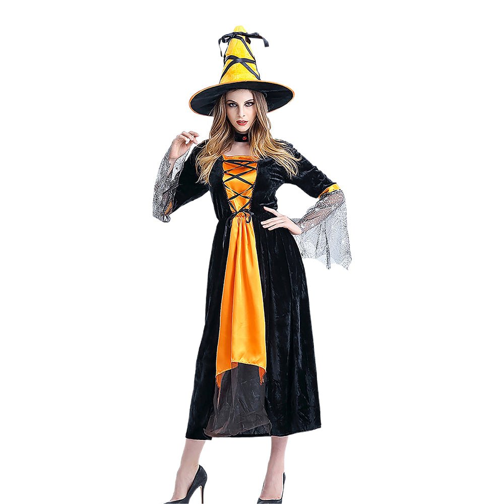 Black & Yellow Witch Adults Halloween Costume Dress Up - Little Surprise BoxBlack & Yellow Witch Adults Halloween Costume Dress Up