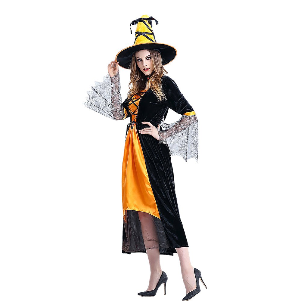 Black & Yellow Witch Adults Halloween Costume Dress Up - Little Surprise BoxBlack & Yellow Witch Adults Halloween Costume Dress Up