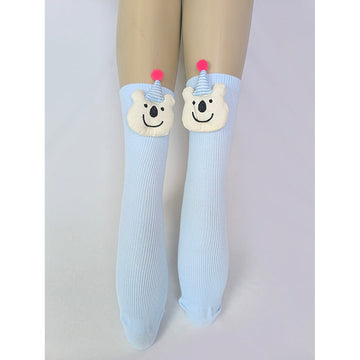 Blue 3D Party Hat Teddy Socks for Kids . - Little Surprise BoxBlue 3D Party Hat Teddy Socks for Kids .