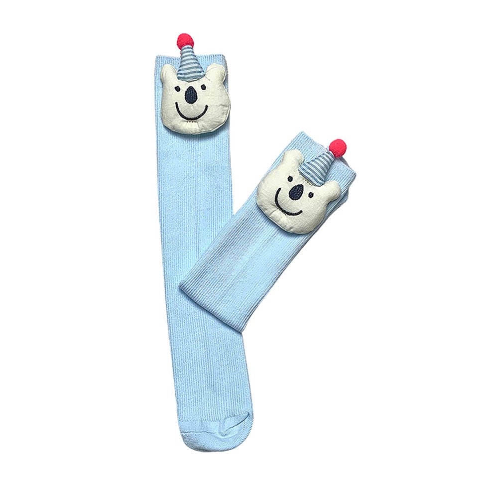 Blue 3D Party Hat Teddy Socks for Kids . - Little Surprise BoxBlue 3D Party Hat Teddy Socks for Kids .