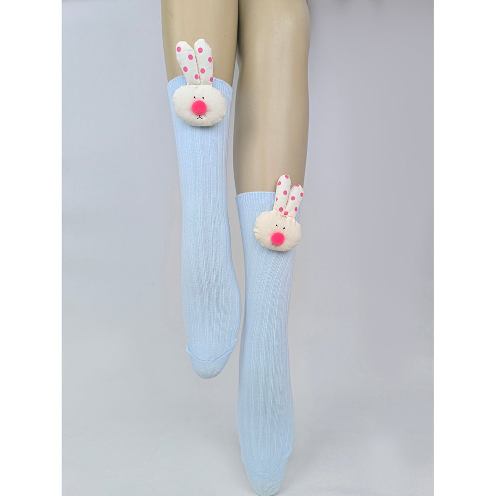 Blue 3d Rabbit Face Socks for Kids - Little Surprise BoxBlue 3d Rabbit Face Socks for Kids