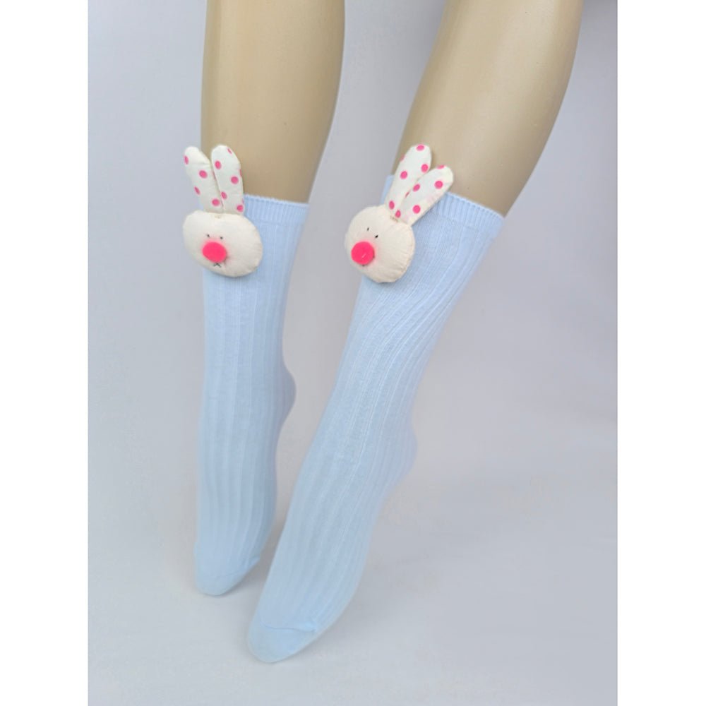 Blue 3d Rabbit Face Socks for Kids - Little Surprise BoxBlue 3d Rabbit Face Socks for Kids