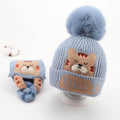 Blue Bear woven Stretchable Woollen Winter Cap for Kids with Matching Neck Muffler Set (3-10yrs) - Little Surprise BoxBlue Bear woven Stretchable Woollen Winter Cap for Kids with Matching Neck Muffler Set (3-10yrs)