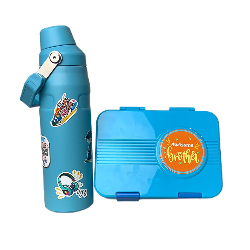 Blue Bento Box & Water Bottle Combo Rakhi Gift for Brother - Little Surprise BoxBlue Bento Box & Water Bottle Combo Rakhi Gift for Brother