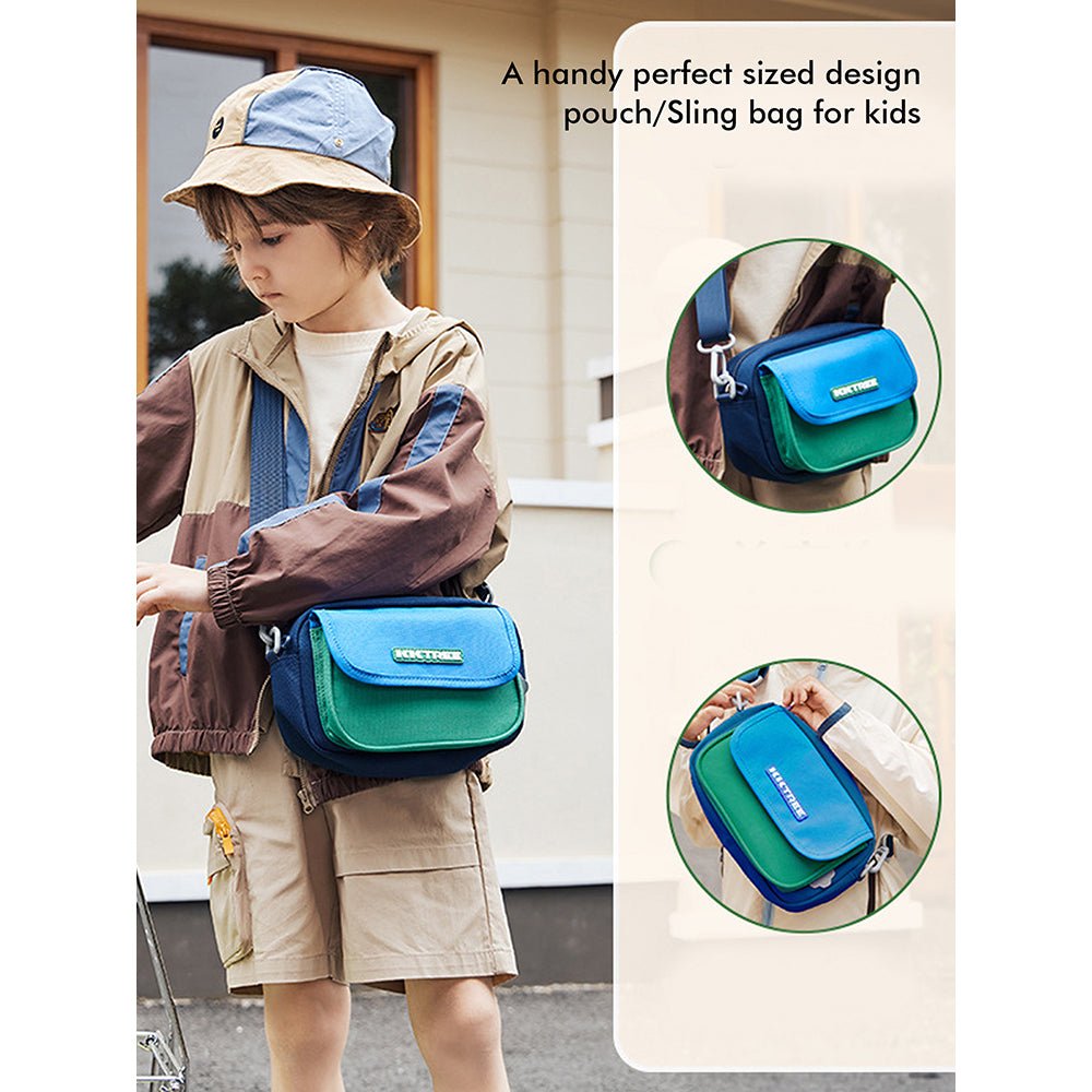 Blue & Green Canvas Material Casual Sling Bag for Kids - Little Surprise BoxBlue & Green Canvas Material Casual Sling Bag for Kids