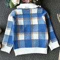 Blue Plaid Peter Pan collar 2 pcs sweatshirt & Skirt Winterwear set for Girls - Little Surprise BoxBlue Plaid Peter Pan collar 2 pcs sweatshirt & Skirt Winterwear set for Girls