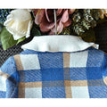 Blue Plaid Peter Pan collar 2 pcs sweatshirt & Skirt Winterwear set for Girls - Little Surprise BoxBlue Plaid Peter Pan collar 2 pcs sweatshirt & Skirt Winterwear set for Girls