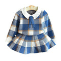 Blue Plaid Peter Pan collar 2 pcs sweatshirt & Skirt Winterwear set for Girls - Little Surprise BoxBlue Plaid Peter Pan collar 2 pcs sweatshirt & Skirt Winterwear set for Girls