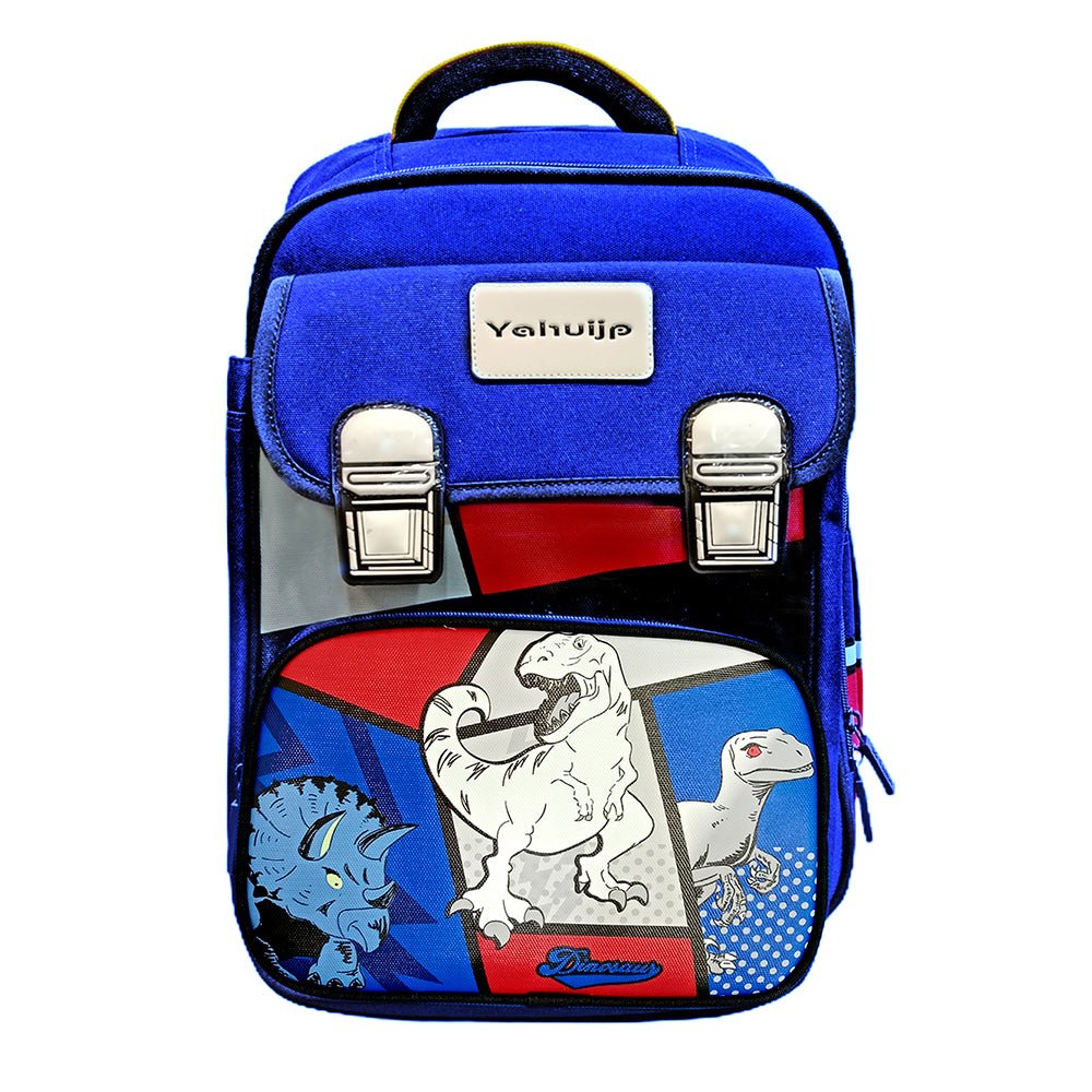 Blue Red Block Dinosaur School Backpack for Kids - Little Surprise BoxBlue Red Block Dinosaur School Backpack for Kids