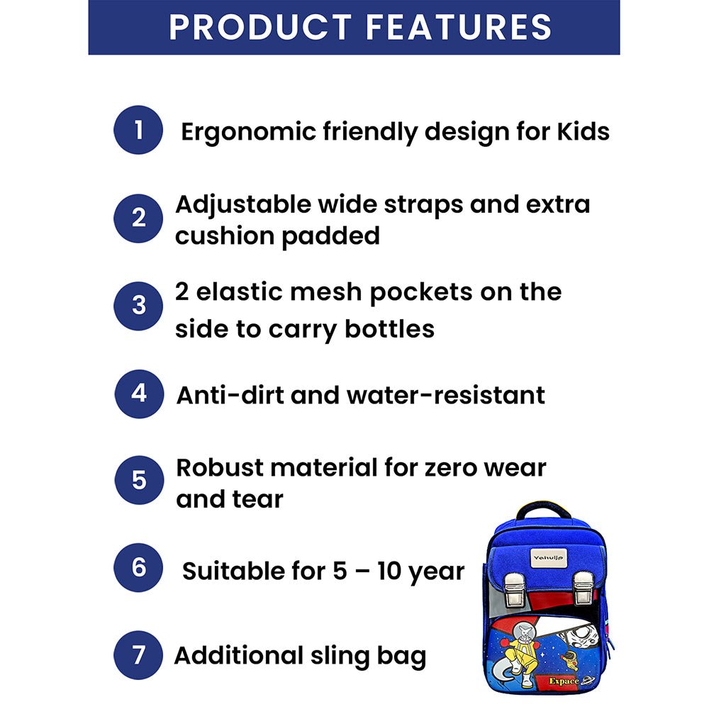 Blue Red Block Kangaroo School Backpack for Kids - Little Surprise BoxBlue Red Block Kangaroo School Backpack for Kids