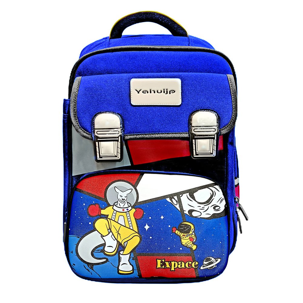 Blue Red Block Kangaroo School Backpack for Kids - Little Surprise BoxBlue Red Block Kangaroo School Backpack for Kids