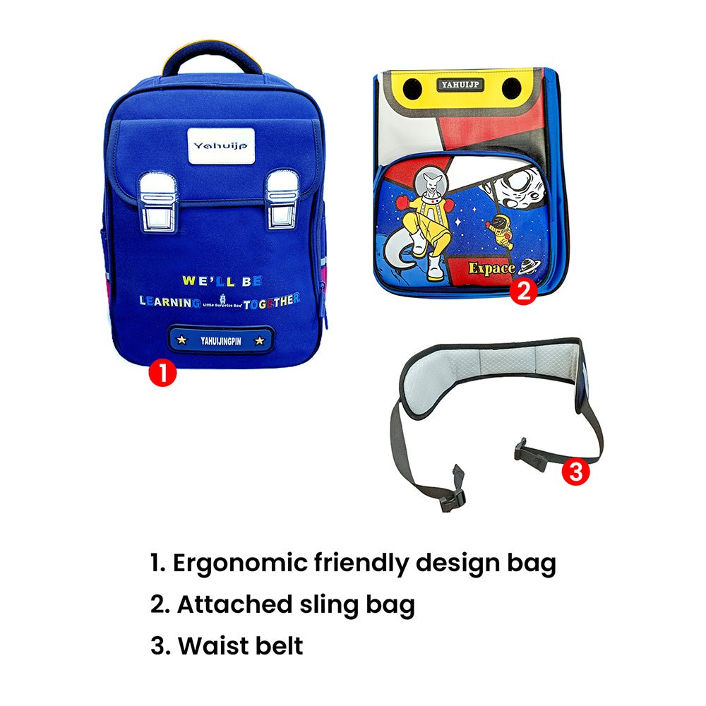 Blue Red Block Kangaroo School Backpack for Kids - Little Surprise BoxBlue Red Block Kangaroo School Backpack for Kids