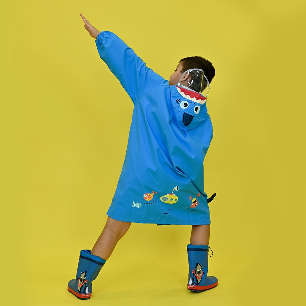 Blue Shark Theme Raincoat for Kids - Little Surprise BoxBlue Shark Theme Raincoat for Kids