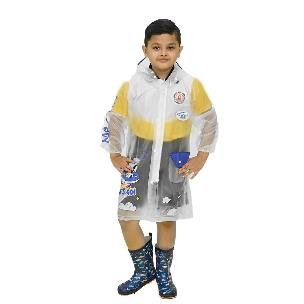 Blue Space print Transluscent Raincoat for Kids - Little Surprise BoxBlue Space print Transluscent Raincoat for Kids